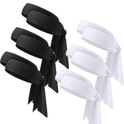12 Pieces Headband Hair Band Unisex Dry Head Tie for Sports - Basketball, Running, Tennis, Karate, Athletics (Black, White)
