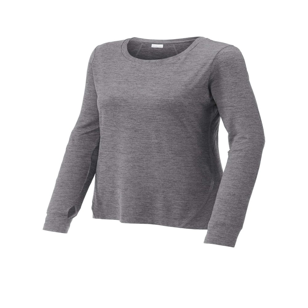 SPORT-TEK Women's Exchange 1.5 Long Sleeve Crew Grey Heather