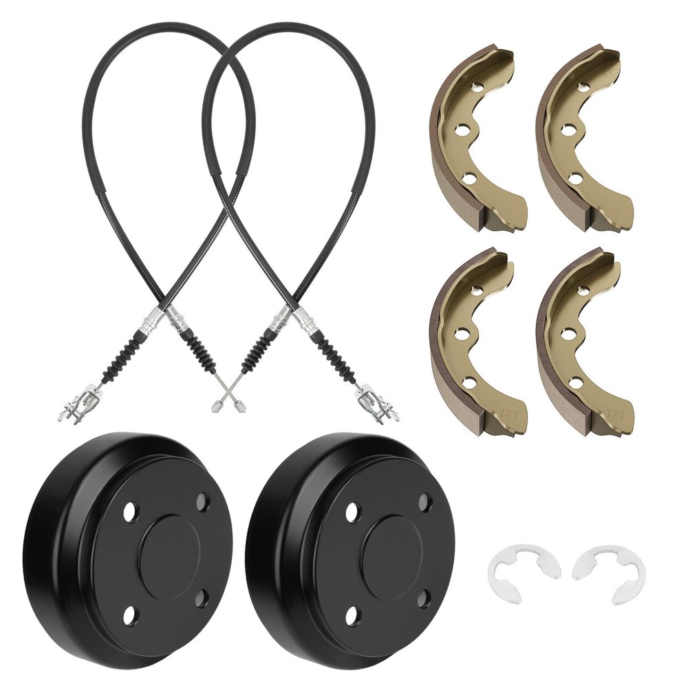 CLUBRALLY Club Car DS Deluxe Brake Golf Cart Maintenance Kit 2000 up -Contain Brake Drum/Hub,Brake Cables & Brake Shoes