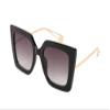 FEISEDY Sunglasses Womens Trendy, Oversized Square Shades, Pearl Inlay Cat Eye Frame UV400 Protection B2625,Black/Gradient Grey view 1