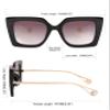 FEISEDY Sunglasses Womens Trendy, Oversized Square Shades, Pearl Inlay Cat Eye Frame UV400 Protection B2625,Black/Gradient Grey view 3