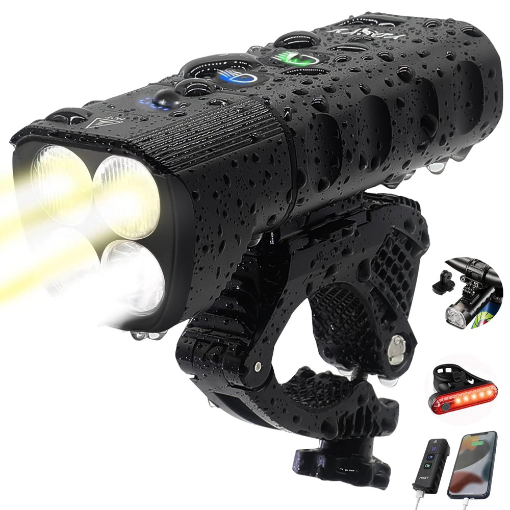 Yosky Bike Headlight True 2000 Lumens, USB Rechargeable Bike Front LightsBest Bike Headlight Premium Powerful Waterproof Bicycle Headlight for Bike