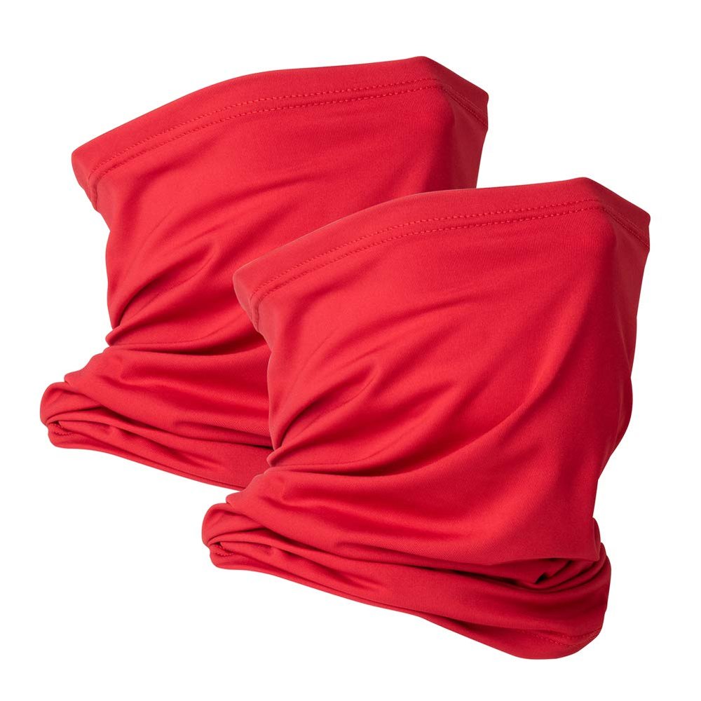 VULKIT 2 Pack Neck Gaiter Face Mask Scarf Reusable Bandanas Tube UV Protection Headwear Balaclava Outdoor Sport for Men and Women Red