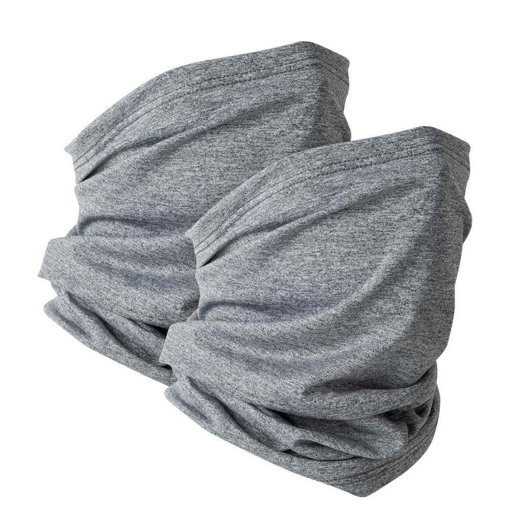VULKIT 2 Pack Neck Gaiter Face Mask Scarf Reusable Bandanas Tube UV Protection Headwear Balaclava Outdoor Sport for Men and Women Storm Grey