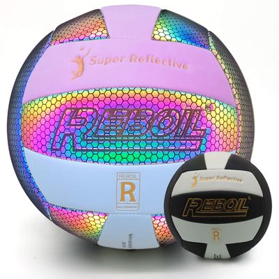 REBOILPHASE REBOIL Holographic Color Changeable Volleyball Waterproof Indoor/Outdoor Volleyball for Pool, Beach - Composite Leather, Toys for Kids Boys and Girls Play Night Game Size 5