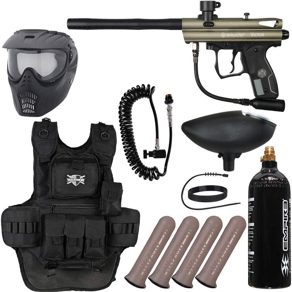Action Village Kingman Spyder Victor Heavy Gunner Paintball Gun Package Kit (Olive Green)