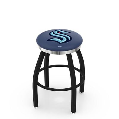 Officially Licensed NHL 25" L8B2C Seattle Kraken Swivel Bar Stool with Chrome Accent Ring