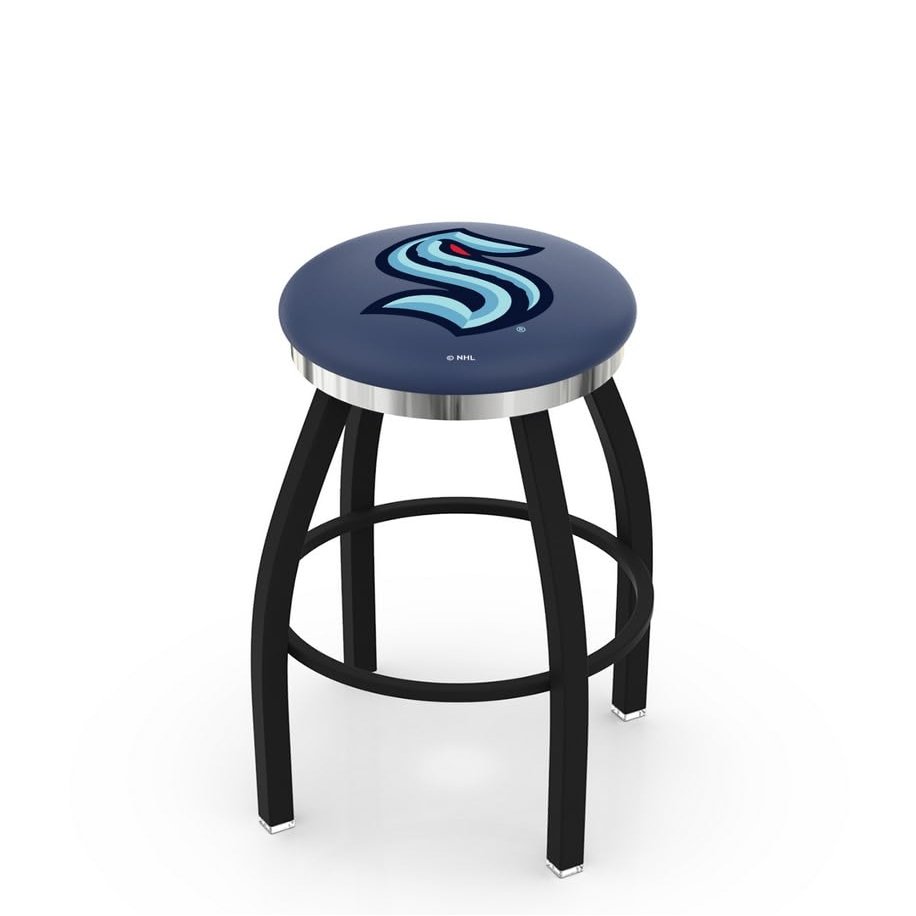 Officially Licensed NHL 25" L8B2C Seattle Kraken Swivel Bar Stool with Chrome Accent Ring