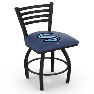 Officially Licensed NHL 36" L014 Black Wrinkle Seattle Kraken Swivel Bar Stool