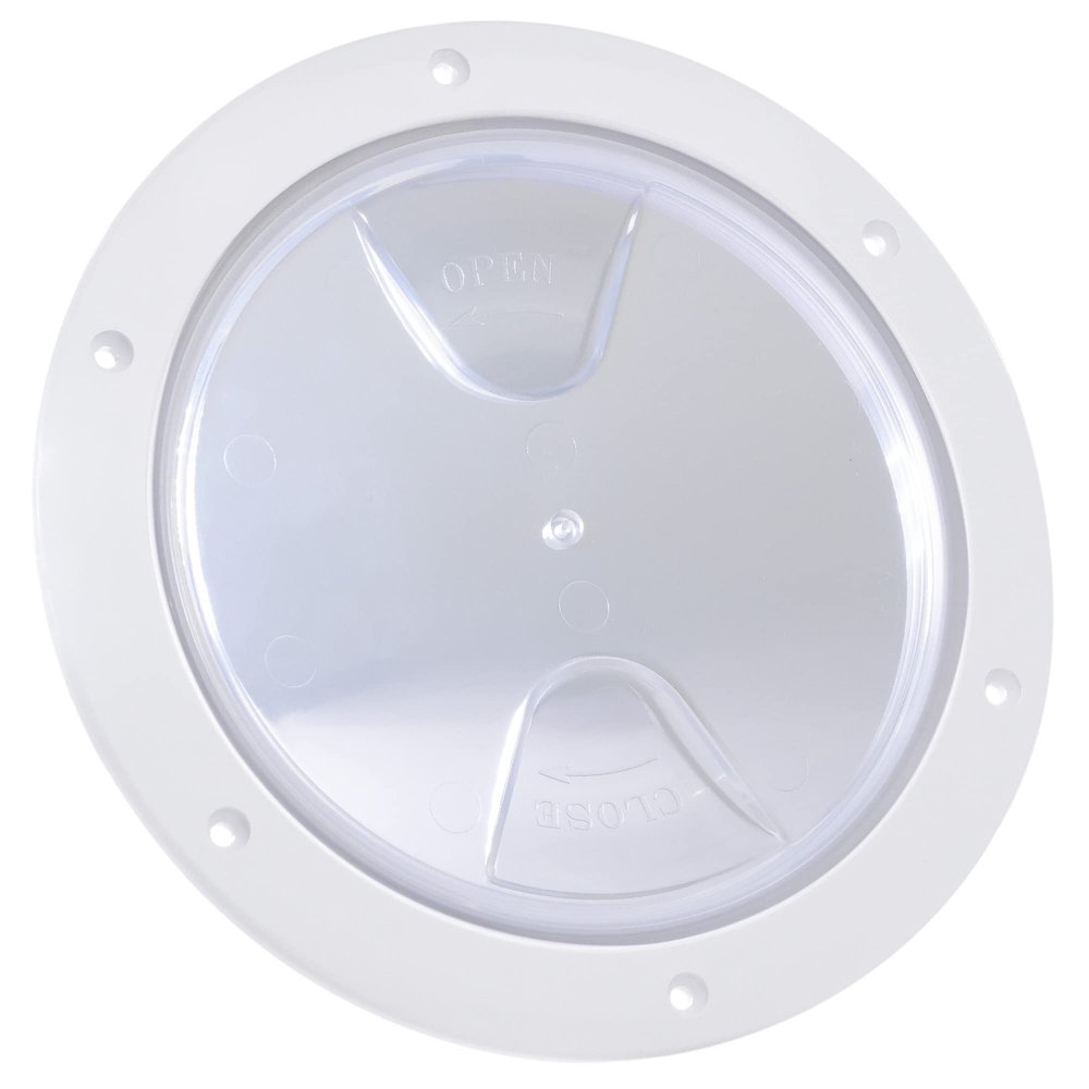 Five Oceans 5" Boat Hatch, Marine Round Inspection Deck Plate Hatch with Detachable Clear Lid, UV-Resistant ABS White Plastic, for Pontoon, Fishing Boat, Bass Boat, Yacht, RVs, Caravan - FO4464