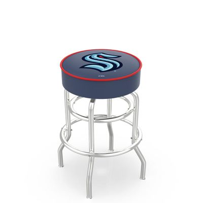 Officially Licensed NHL 25" L7C1 Seattle Kraken Double-Ring Chrome Swivel Bar Stool