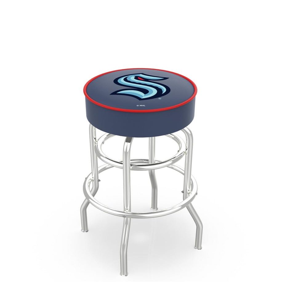 Officially Licensed NHL 25" L7C1 Seattle Kraken Double-Ring Chrome Swivel Bar Stool