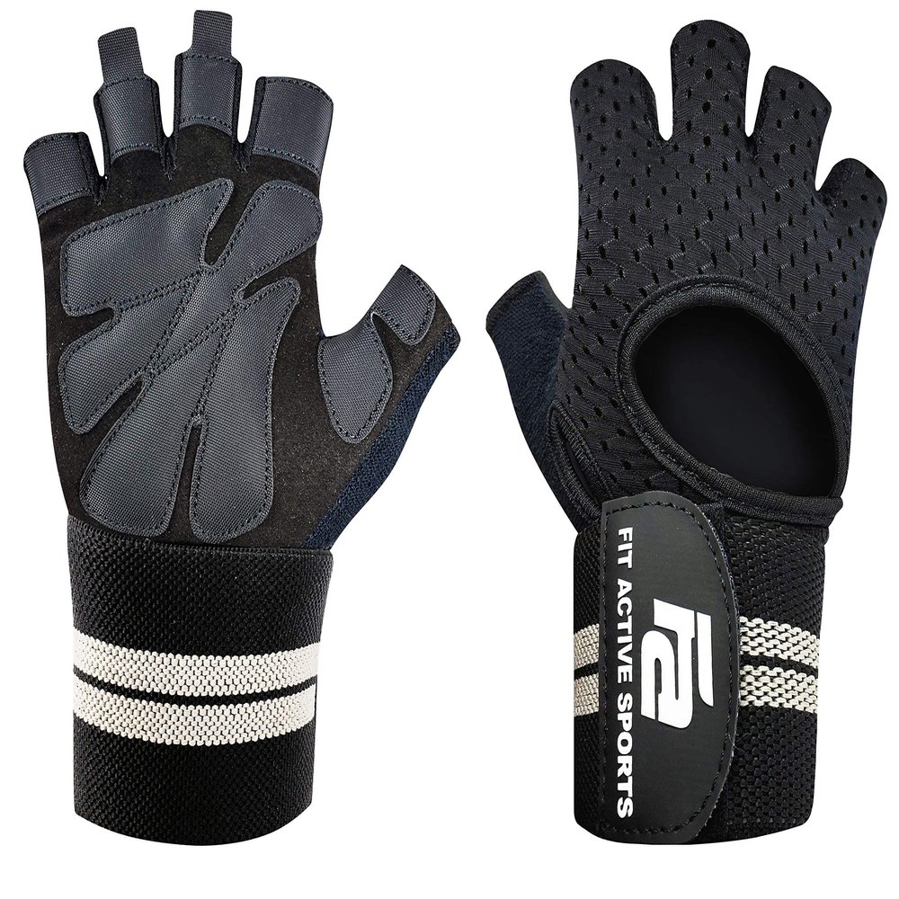 Fit Active Sports New Grip 2.0 Ventilated Weight Lifting Workout Gloves with Wrist Wraps for Gym Exercise, Weightlifting, Pull Ups - for Men & Women (S)