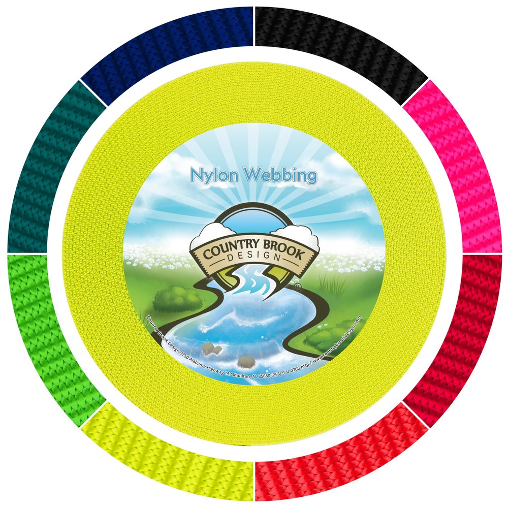 Country Brook Design - Hot Yellow Reflective Nylon Webbing (3/4 Inch, 20 Yards)