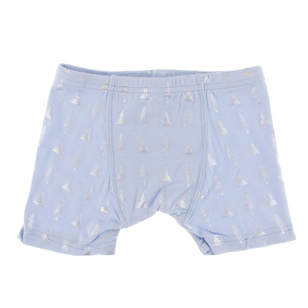 KicKee Boys Boxer Brief Underwear, Silky Soft Printed Boxer Briefs for Your Little Man, Lightweight and Breathable For All Day Comfort (Frost Silver Trees - 2T-3T)