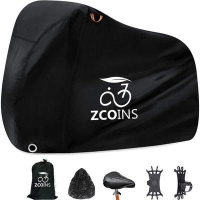 ZCOINS High-Density Bike Cover Waterproof Outdoor for 1 or 2 Bikes, 210D Lightweight Durable Bicycle Cover for Outside Storage, UV Resistant Dustproof Protection for Mountain Road Bike Ebike
