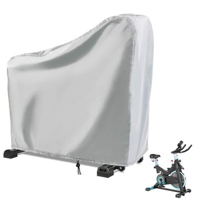 Rilime Exercise Bike Cover, Upright Cycling Protective Stationary Bike Covers Outdoor Storage Waterproof Dustproof Bicycle Cover Ideal for Indoor and Outdoor Fitness(Silver)