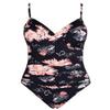 Hilor Women's One Piece Swimsuits Front Twist Swimwear V Neck Shirred Bathing Suit Monokini Chrysanthemum 8 view 3
