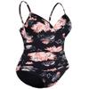 Hilor Women's One Piece Swimsuits Front Twist Swimwear V Neck Shirred Bathing Suit Monokini Chrysanthemum 8 view 4