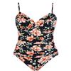 Hilor Women's One Piece Swimsuits Front Twist Swimwear V Neck Shirred Bathing Suit Monokini Black Floral 6 view 3