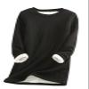 PEHMEA Women's Winter Warm Sherpa Lined Fleece Sweatshirt Crewneck Sport Pullover Loungewear Tops(Black-XL) view 1