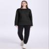 PEHMEA Women's Winter Warm Sherpa Lined Fleece Sweatshirt Crewneck Sport Pullover Loungewear Tops(Black-XL) view 3