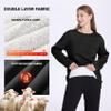PEHMEA Women's Winter Warm Sherpa Lined Fleece Sweatshirt Crewneck Sport Pullover Loungewear Tops(Black-XL) view 4
