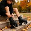 Gets Womens Roller Skates Light Up Wheels, Artificial Leather Adjustable Double Row 4 Wheels Roller Skates Shiny Skates for Teens,Adult (Black Wheel,38-US: 7) view 3
