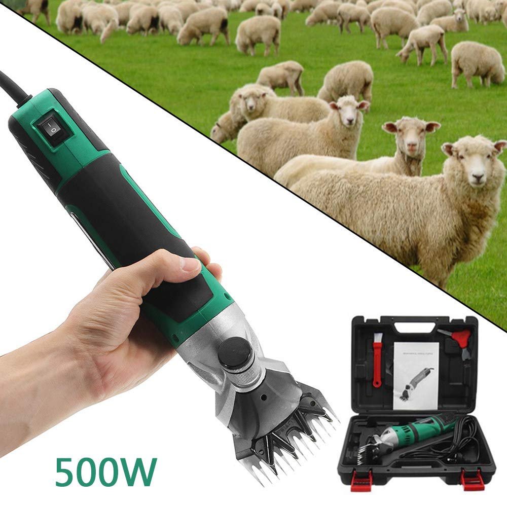 500W Professional Heavy Duty Electric Sheep Shears Clippers with 6 Speed, for Sheep Alpacas Llamas and Large Thick Coat Animals (Green)
