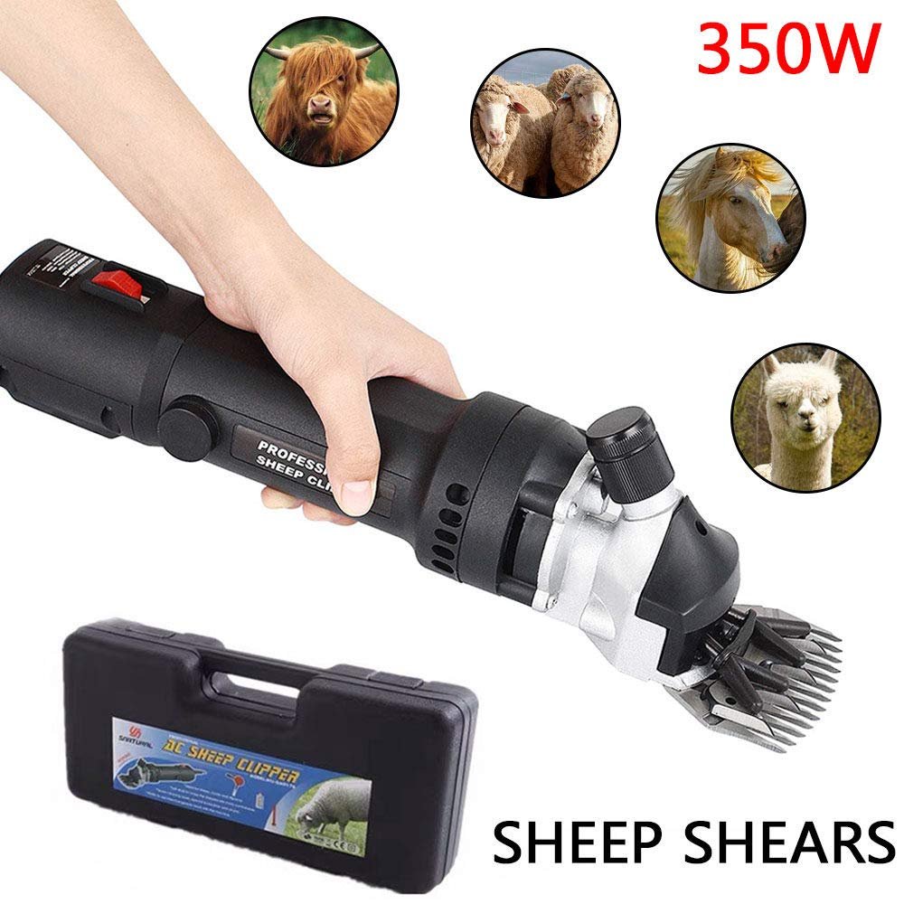 350W Professional Heavy Duty Electric Sheep Shears Clippers with 6 Speed for Shearing Goats, Thick Coat and Heavy Duty Animals (Black)