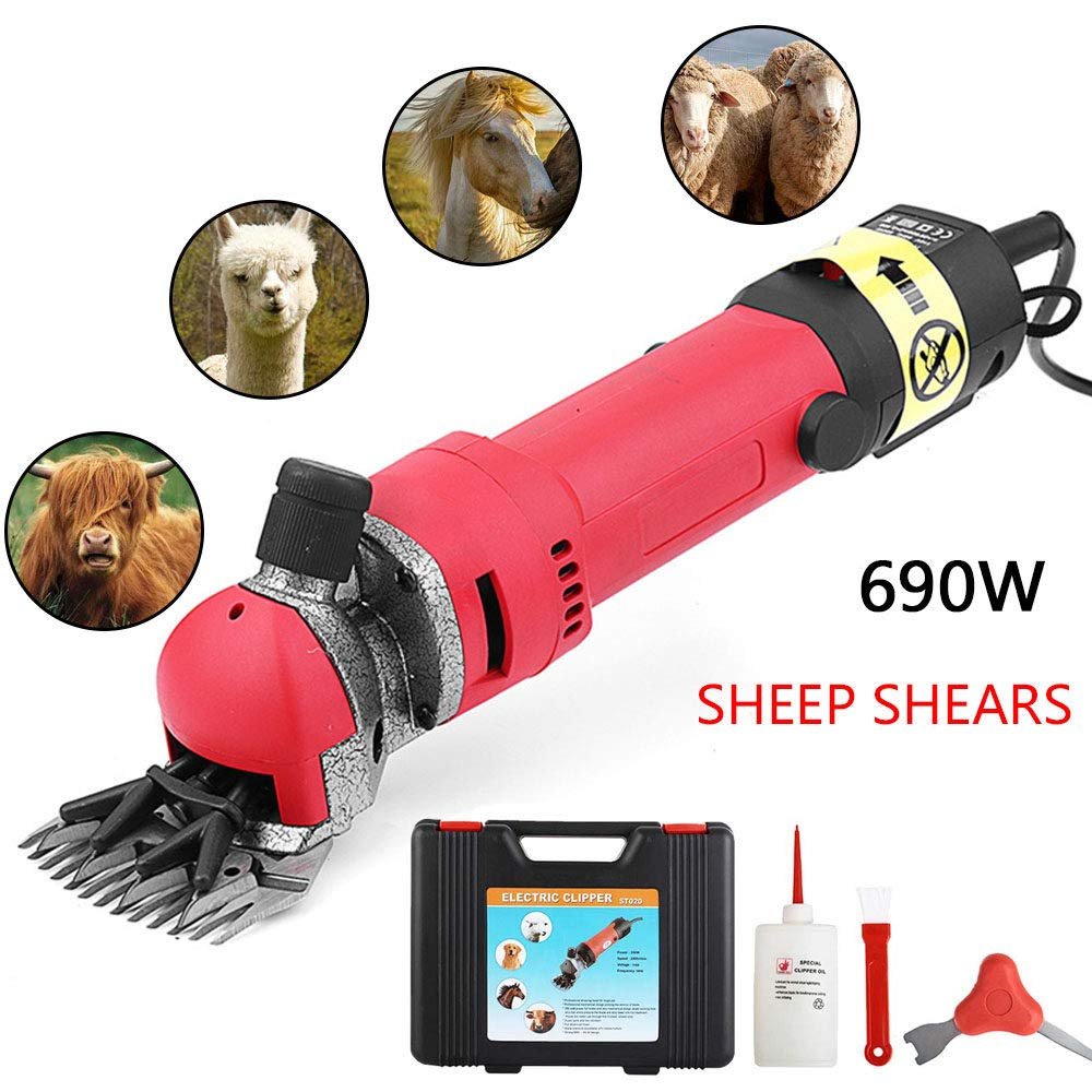 GBHJJ 690W Sheep Shears Professional, Electric Farm Supplies Animal Grooming Shearing Clipper Sheep Goat Shears Electric Clippers (Red)