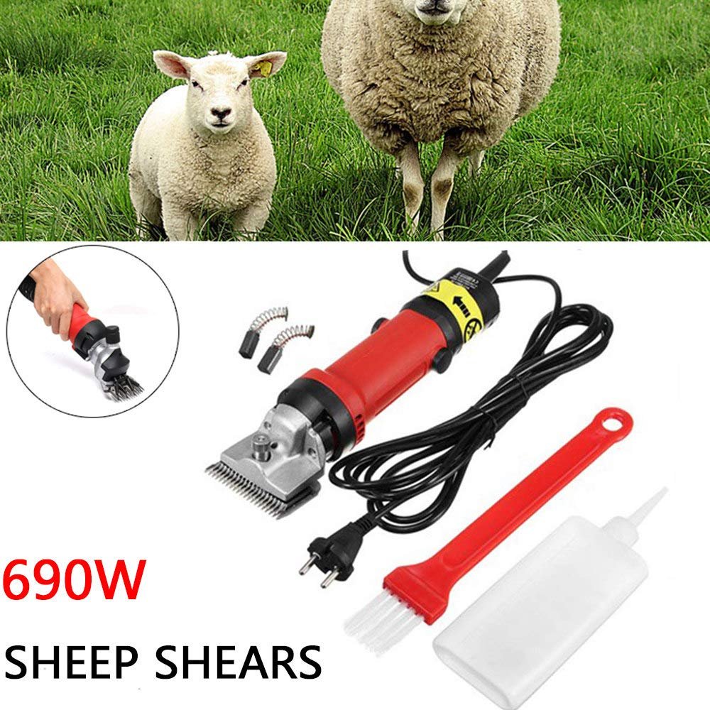690W Sheep Shears Professional Heavy Duty Electric Shearing Clippers with 6 Speed, for Shaving Fur Wool in Sheep, Goats (Red)