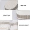 1pair Thick-soled Rhinestone Plush Slippers for Women Warm and Soft Indoor Footwear Cozy Winter Home Slippers Stylish Non-slip Design for Bedroom and Living Room view 2