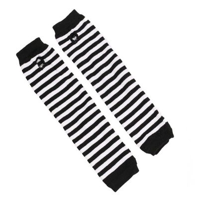 1Pair 35cm/14inch Women Girls Black & White Sriped Long Fingerless Gloves Arm Warmers Protector Knitted Thumbhole Stretchy Gloves Winter Warm Mittens Arm Sleeves