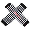 1Pair 35cm/14inch Women Girls Black & White Sriped Long Fingerless Gloves Arm Warmers Protector Knitted Thumbhole Stretchy Gloves Winter Warm Mittens Arm Sleeves view 2
