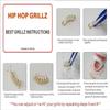 24K Gold Plated Hip Hop Teeth Grillz Punk Custom Fit Polished Teeth Grillz Caps Top & Bottom Grill Set with 2 Silicon Molding Bars Removable Grills For Women Men Gift Halloween Party (Silver) view 4
