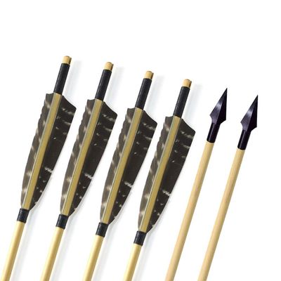 MILAEM 6 pcs 31" Traditional Archery Wooden Arrows Handmade Wood Shaft with 5 inch Turkey Feather and Broadheads for Recurve Bow or Longbow (Color 8)