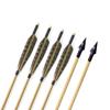 MILAEM 6 pcs 31" Traditional Archery Wooden Arrows Handmade Wood Shaft with 5 inch Turkey Feather and Broadheads for Recurve Bow or Longbow (Color 9) view 1