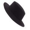 QUUPY Fashion Classic Black Wool Blend Fedora Hat Brim Flat Church Derby Cap view 1