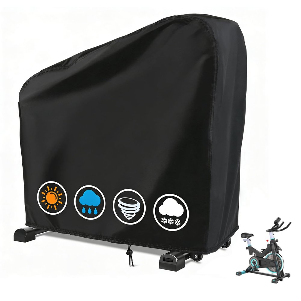 Rilime Exercise Bike Cover,Upright Cycling Cover Stationary Bike Covers Outdoor Storage Waterproof Dustproof Bicycle Cover Well-Suited for Indoor and Outdoor Fitness