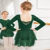 Arshiner Kids Girls Classic Long Sleeve Leotard Dance Ballet Dress Green view 3