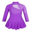 Agoky Kids Girls Splice Cutouts Back Roller Figure Skating Dress Dancewear Ballet Gymnastics Leotard Dancing Costume Purple 11-12 view 2