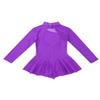 Agoky Kids Girls Splice Cutouts Back Roller Figure Skating Dress Dancewear Ballet Gymnastics Leotard Dancing Costume Purple 11-12 view 4