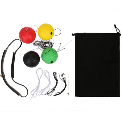 Keenso Boxing Reflex Ball, Boxing Training 4-Piece Set, Head-Mounted Adjustable PU Foam Rubber Balls for Reaction Training, Home Gym, Martial Arts, Kids Adults
