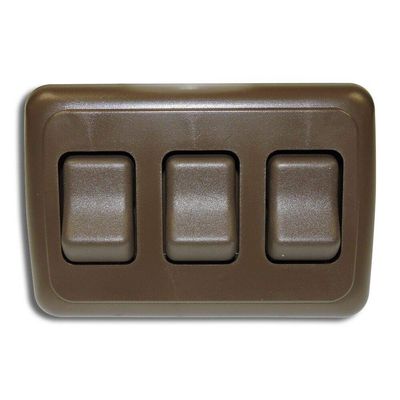 Triple 3 Gang On-Off 12V Brown Light Switch - RV Camper Trailer Marine Boat 12
