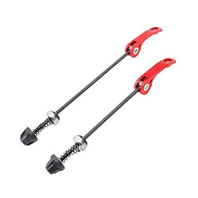 ABSOAR Cycling Red Bicycle Skewers Tire Mountain Bike Trainer Road Bike MTB BMX 145/185 mm, Black Pole, Red