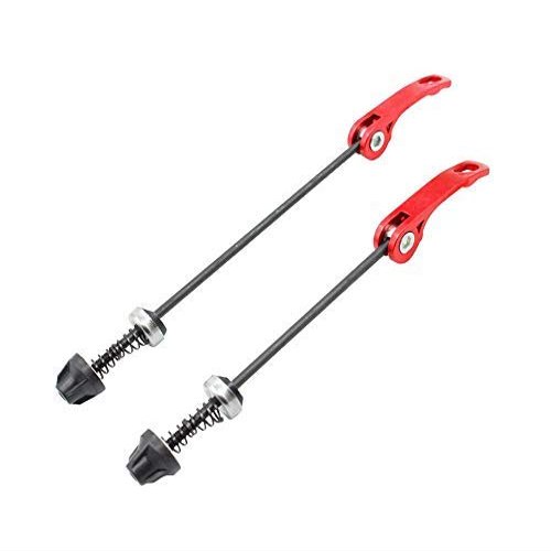 ABSOAR Cycling Red Bicycle Skewers Tire Mountain Bike Trainer Road Bike MTB BMX 145/185 mm, Black Pole, Red
