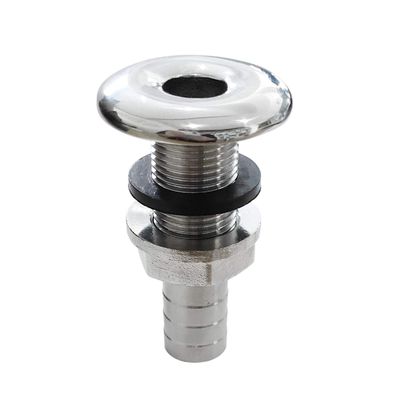 NRC&XRC Marine Grade Stainless Steel Barbed Short Straight 3/8" ID Thru-Hull with Nut&Custom Gasket for Boat