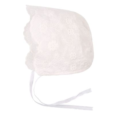 Cute Baby Lace Hat Infant Baby Girls Bonnet Newborn Christening Cap Summer Sun Hats for Girls (White-A, S)