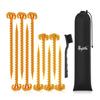 Tent Stakes Spiral Ground Anchor 11" Orange,On The Beach and Lawn for Securing Animals,Tents,Canopies and Beach Blankets Etc,Plastic Pile 10pc-Pack,Includes Brush and Bag view 1